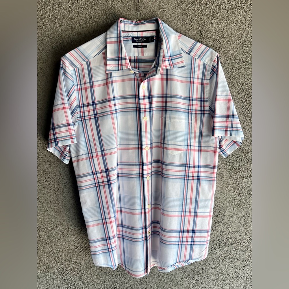 Nautica | Button-Down Short Sleeve Shirt | Size Large